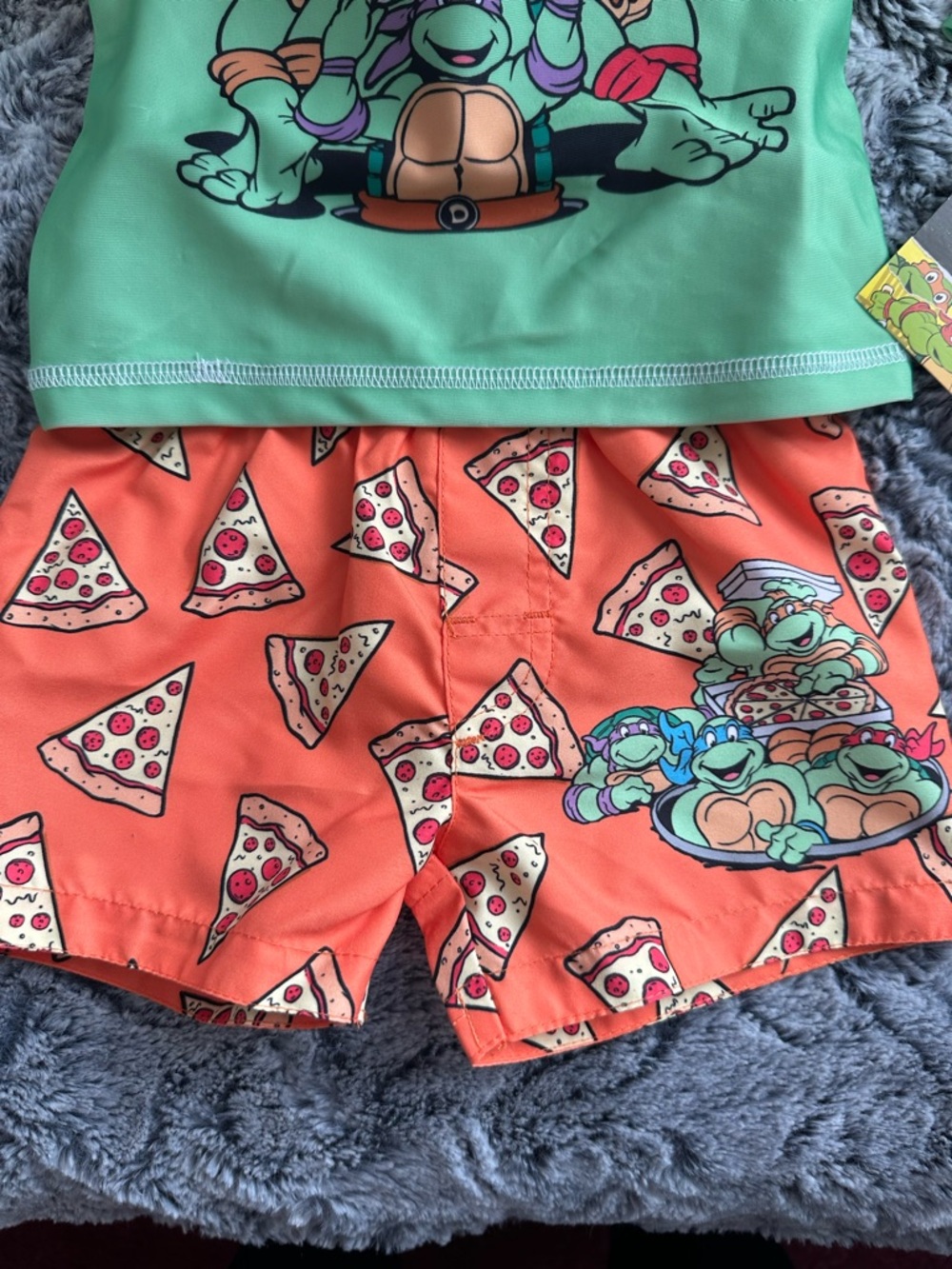 NWTS Nickelodeon Teenage Mutant Ninja Turtles Rashie Swim Set Sz 12 mos - Picture 3 of 11